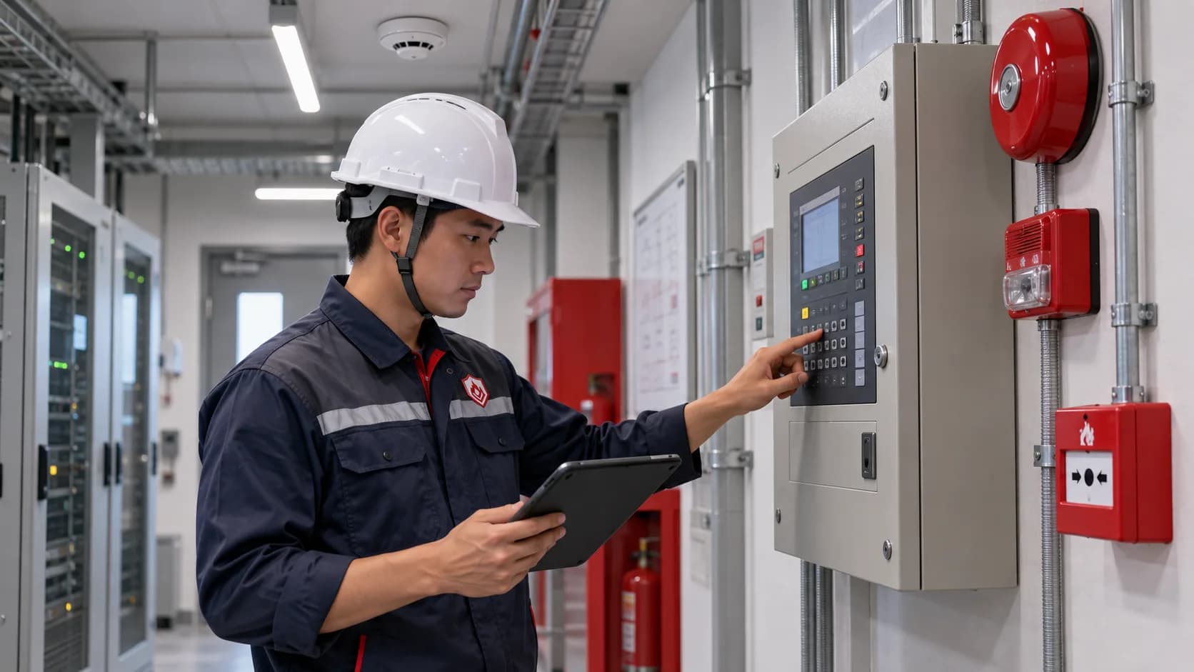 Kỹ sư VCAT kiểm tra hệ thống PCCC tại công trình